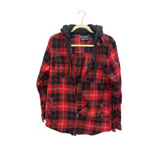 Y2K Empyre Full Zip Hoodie Red Flannel Grunge Sweatshirt Men's M Vintage